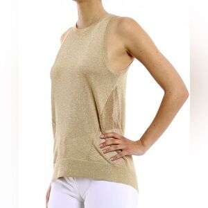 Michael Kors Knotted shimmer gold blouse tank